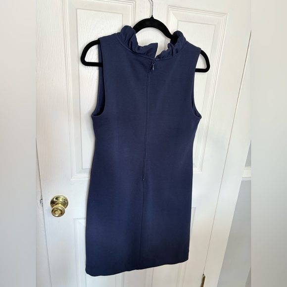 Lilly Pulitzer Tisbury Knit V-Neck Ruffle Sheath Dress | Navy | Size Medium - Picture 9 of 12
